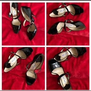 JIMMY CHOO PEEP TOE MARY JANE PATENT PUMP